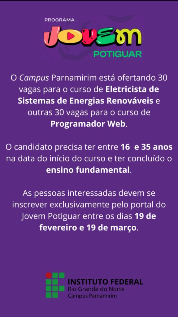 IF-1-575x1024 IFRN Parnamirim está oferecendo cursos grátis no programa jovem Potiguar